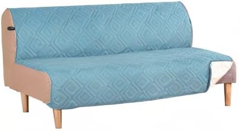 H.VERSAILTEX Futon Cover Reversible Sofa Slipcover Furniture Protector Water Resistant 2 Inch Wide Elastic Straps Sofa Bed Pets Kids Dog Cat Fit Sitting Width Up to 70"(Futon, Cameo Blue/Beige)