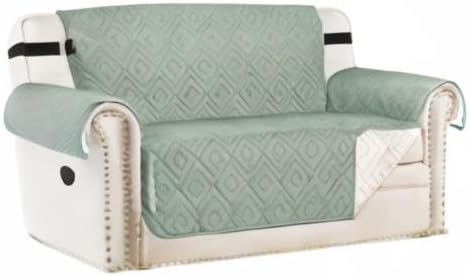 H.VERSAILTEX Reversible Loveseat Cover Furniture Protector Anti-Slip Water Resistant 2" Wide Elastic Strap Couch Covers Pets Kids Fit Sitting Width Up to 46"(Love Seat: 75" x 90", Desert Sage/Beige)