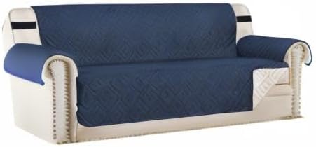 H.VERSAILTEX Reversible Sofa Slipcover Furniture Protector Water Resistant 2" Elastic Straps Sofa Cover Couch Covers Pets Kids Fit Sitting Width Up to 78" (Oversized Sofa: 86" x 132", Navy/Beige)