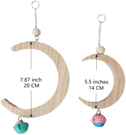 Parakeet Wood Swing Moon Shaped Hanging Ring Bird Branch Chew Parrot Toys (Small)