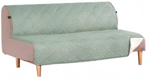 H.VERSAILTEX Futon Cover Reversible Sofa Slipcover Furniture Protector Water Resistant 2 Inch Wide Elastic Strap Futon Sofa Bed Pets Kids Dog Cat Fit Sitting Width Up to 70"(Futon, Desert Sage/Beige)