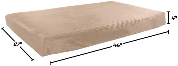 Memory Foam Dog Bed - 2-Layer Orthopedic Pet Pad with Machine Washable Cover - 37x24 Pet Bed for Large Dogs by PETMAKER (Tan)