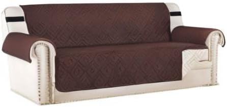 H.VERSAILTEX Reversible Sofa Slipcover Furniture Protector Water Resistant 2" Elastic Straps Sofa Cover Couch Covers Pets Kids Fit Sitting Width Up to 78" (Oversized Sofa: 86" x 132", Brown/Beige)