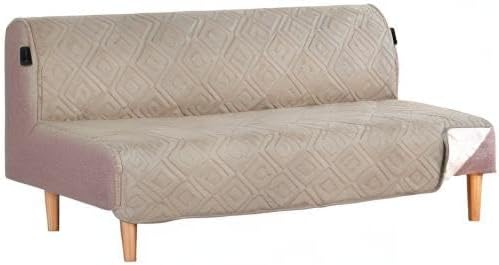 H.VERSAILTEX Futon Cover Reversible Sofa Slipcover Furniture Protector Water Resistant 2 Inch Wide Elastic Straps Sofa Bed Pets Kids Dog Cat Fit Sitting Width Up to 70"(Futon, Khaki/Beige)