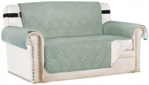 H.VERSAILTEX Reversible Loveseat Cover Furniture Protector Anti-Slip Water Resistant 2" Elastic Straps Couch Covers Pets Fit Sitting Width Up to 54"(Oversized Loveseat: 75" x 98", Desert Sage/Beige)