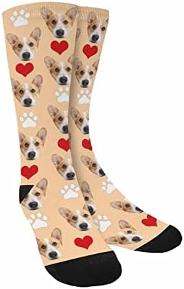Custom Face Socks, Personalized Dog Lover Pet Photo Picture on Socks Unisex Athletic Crew Socks for Men Women