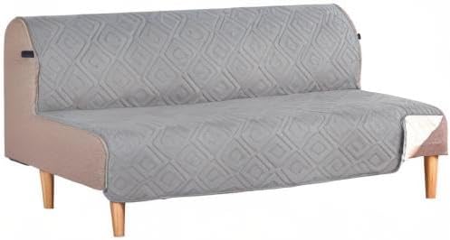 H.VERSAILTEX Futon Cover Reversible Sofa Slipcover Furniture Protector Water Resistant 2 Inch Wide Elastic Straps Sofa Bed Pets Kids Dog Cat Fit Sitting Width Up to 70"(Futon, Light Grey/Beige)
