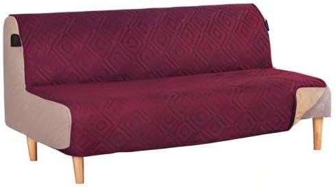 H.VERSAILTEX Futon Cover Reversible Sofa Slipcover Furniture Protector Water Resistant 2 Inch Wide Elastic Straps Sofa Bed Pets Kids Dog Cat Fit Sitting Width Up to 70"(Futon, Red/Tan)