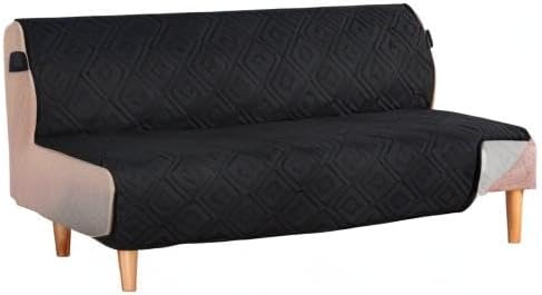 H.VERSAILTEX Futon Cover Reversible Sofa Slipcover Furniture Protector Water Resistant 2 Inch Wide Elastic Straps Sofa Bed Pets Kids Dog Cat Fit Sitting Width Up to 70"(Futon, Black/Grey)