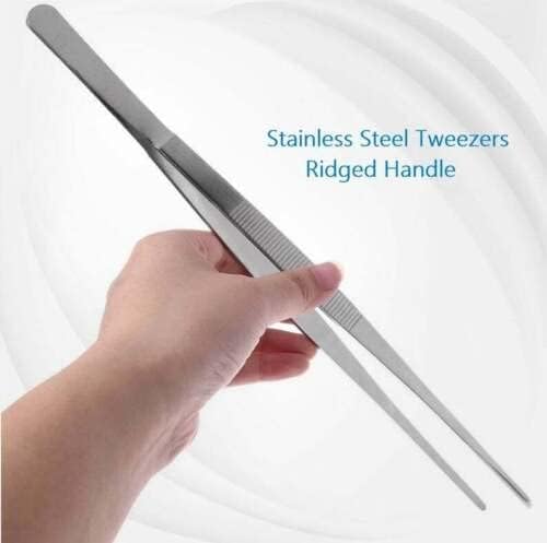 A2Z-Aquascaping Maintenance Tools Accessories,Anti-Rust Stainless Steel Tweezers Scissors Spatula for Aquarium Tank Clean, Fish Tank, Bonsai, Algae Scrapers (12" Serrated Tweezers - Straight)