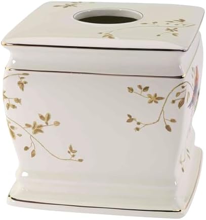 Avanti Linens - Tissue Box Cover, Decorative Countertop Accessories, Nature Inspired Home Decor (Gilded Birds Collection)