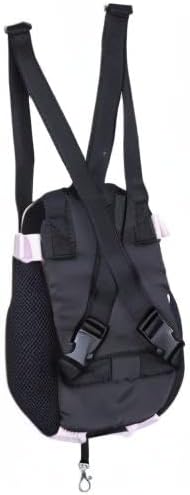 Pet Dog Puppy Cat Carrier Five Holes Backpack Double Shoulder Straps Canvas Cotton Front Chest Backpack Bag(Black, Small)