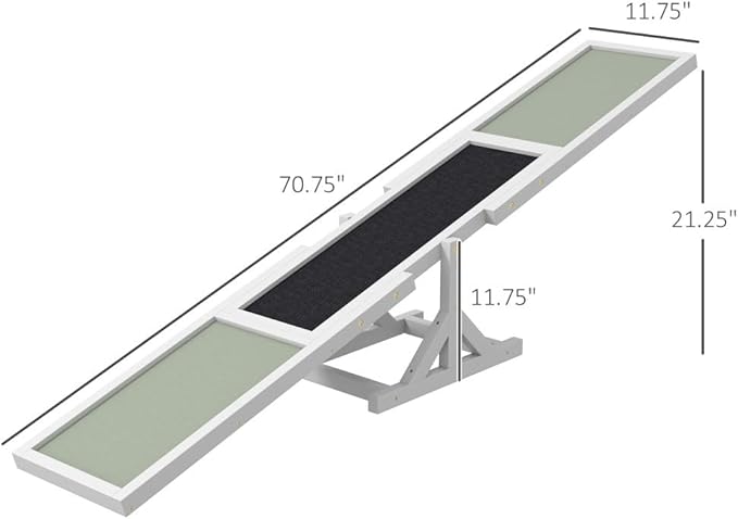 71" Dog Agility Seesaw Outdoor for Training and Exercise, Wooden Platform Dog Agility Training Equipment - Dog Obstacle Course Backyard Run Game Toy (White)