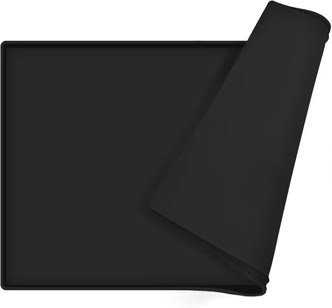 Dog Food Mat,Silicone Waterproof Food Tray,Non Slip Pet Bowl Mats Placemat,0.8" Raised Edge,Suitable for Most Small and Medium Sized Pets,28" x 18"