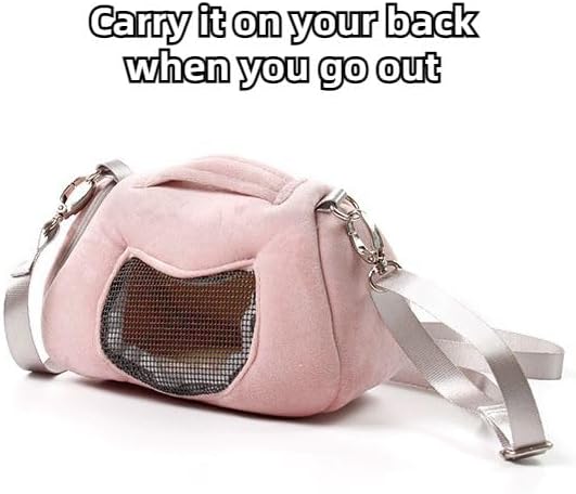 Small Pet Carrier Bag with Adjustable Shoulder Strap Hamster Travel Cage Breathable Carrier Portable Travel Carrier for Birds Sugar Glider Golden Hamsters (Grey)