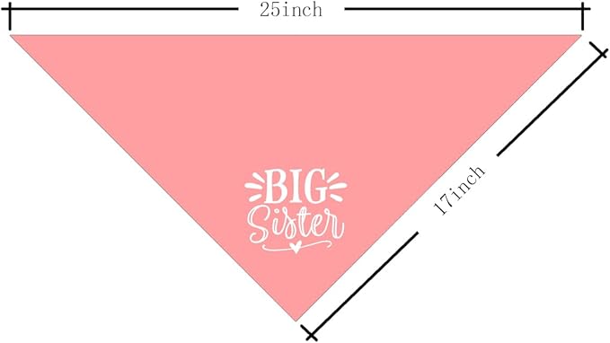 Big Sister Dog Bandana, Pink Pet Dog Scarf Accessories, Pet Triangle Scarf for Small Medium Dogs, Baby Announcement Dogs Bandana (M)
