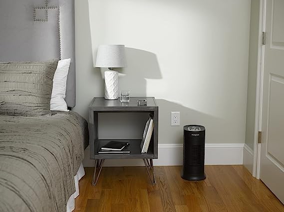 Honeywell HPA060 HEPA Tower Air Purifier, Airborne Allergen Reducer for Small Rooms (75 sq ft), Black - Wildlfire/Smoke, Pollen, Pet Dander, and Dust Air Purifier