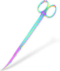 Mandala Crafts 10 Inches Rainbow Stainless Steel Curved Aquarium Scissors for Trimming Aquatic Plants – Bent Aquascape Scissors for Fish Tanks, Hospital Tanks, Goldfish Bowls, and Terrariums