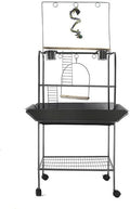 62 Inch Bird Cage with Wooden Perches, Standing Wrought Iron Birdcage with Wheels, Large Parrot Cage Bird Cages with Slide-Out Tray Water Bottle Feeder for Parakeets,Cockatiel, Canary,Pigeons