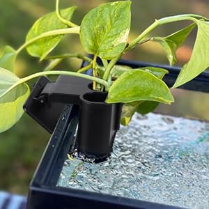 4 Pk Upgraded Aquarium Plant Holder, 3-Hole Hanging Aquarium Plant Holder with Clip, Suitable for Fish Tank Plant Potting, Aquarium Decoration, Plant Holder for Fish Tank, Black