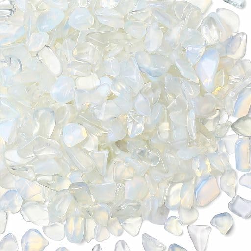 YATOJUZI Opal Aquarium Gravel Rocks Bulk Wholesale Tumbled Crystals Stones Chips Crushed Reiki Energy Balancing Gemstones for Planters Vase Filler Fountain Fish Tank Potted Decor 0.44LB