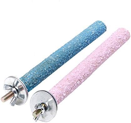 1Pc Color Random Bird Perch Stand Toy Wood Parrot Perch Stand Grinding Claw Sticks Sanded Surface Cage Toy for Parakeets Finches Parakeet Toys