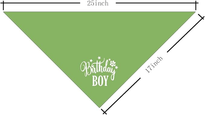 Happy Birthday Dog Bandana for Small Medium Large Dogs - Light Green, Boy 1st Birthday Gift for Dog Lovers (A20)