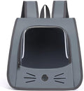 Pet Backpack Carrier, Traveler Breathable Transparent Carrier for Cats or Dogs, Large Space and Foldable Pet Carrier for Travel, Hiking, Shopping, and Vet, Cute, Suitable for Kids (Grey)