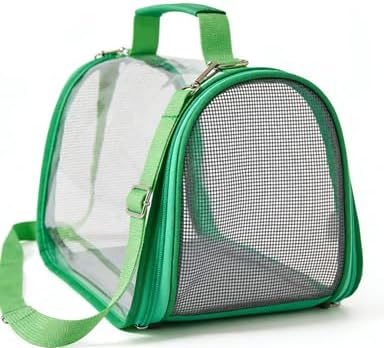 Reptile Small Animal Travel Carrier - Portable Ventilated Pet Carrier for Bearded Dragons, Lizards, Sugar Gliders, Hedgehogs, Rats, Birds, Guinea Pigs etc | Escape-Proof, Breathable Mesh (Green)