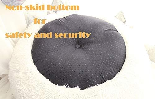 BODISEINT Modern Soft Plush Round Pet Bed for Cats or Small Dogs, Mini Medium Sized Dog Cat Bed Self Warming Autumn Winter Indoor Snooze Sleeping Cozy Kitty Teddy Kennel (20''D x 8'' H, Dark Grey)