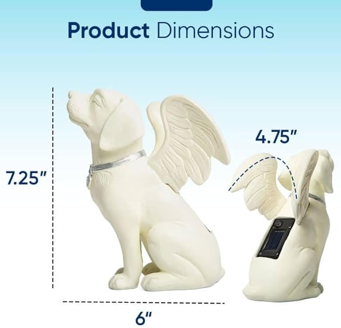 iHeartDogs Dog Memorial Gifts - Dog Angel Statue Garden Solar Light - Pet Memorial Figurine