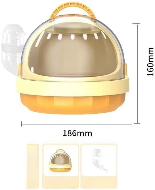 Guinea Pig Carrier Cage with Water Bottle, Portable Hamster Travel Carrier Carry Case for Small Pets, Gerbils, Mice, Dwarf Hamster (Yellow)