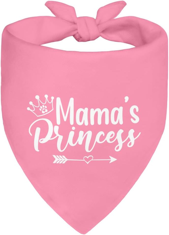 Mama's Princess Pink Dog Bandana, Cute Crown Pet Scarf Accessories for Dogs Girl, Funny Photo Prop Decor for Mother's Day Party, Christmas Birthday Gifts for Puppy Mom Dad Pet Owners