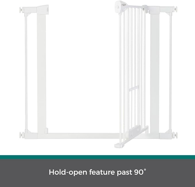MYPET North States Wide Walk Thru EasyPass Pet Gate with Patented Adjustable pet Door: 29.75-37.5" Wide Dog Gate. Pressure Mount, No Tools Needed. Dog Gates for The House, 30" Tall, White