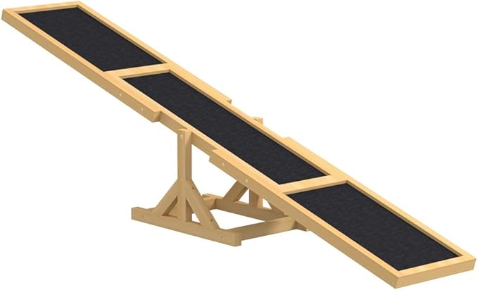 71" Dog Agility Seesaw Outdoor for Training and Exercise, Wooden Platform Dog Agility Training Equipment - Dog Obstacle Course Backyard Run Game Toy (Yellow)