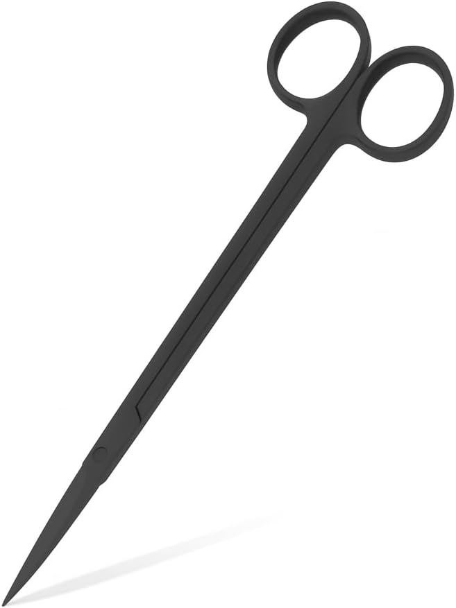 Mandala Crafts 10 Inches Black Stainless Steel Straight Aquarium Scissors for Trimming Aquatic Plants – Long Aquascape Scissors for Fish Tanks, Hospital Tanks, Goldfish Bowls, and Terrariums