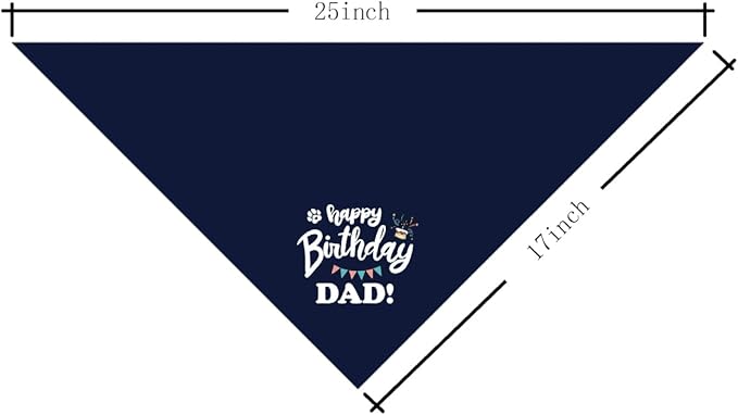 Happy Birthday Dad Dog Bandana, Dad's Gift Dog Bandana, Pet Scarf Accessories, Printed Dog Bandanas Gift for Dog Birthday Party, Dog Bandana Gift for Small Medium Dog (D64)