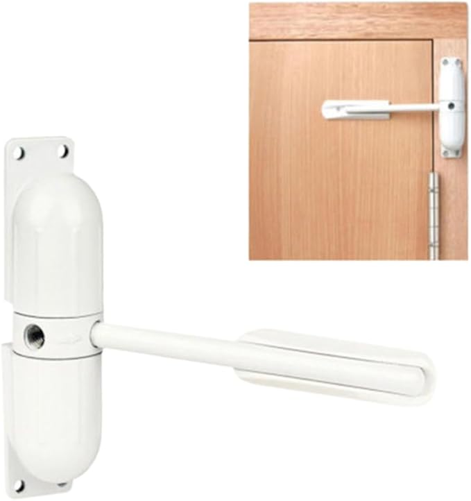 Door Closer Automatic Safety Spring Door Closer – Easy to Install to Convert Hinged Doors to Self-Closing– White