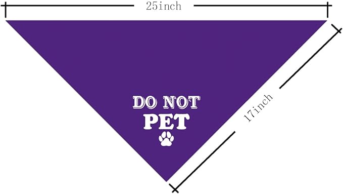 Do Not Pet Dog Bandana, Purple Dog Bandana, Funny Cute Dog Bandana, Pet Dog Triangle Scarf, Pet Dog Scarf Accessories, Gift for Dog Lover, Dog Bandana for Small Medium Large Dogs (E59)