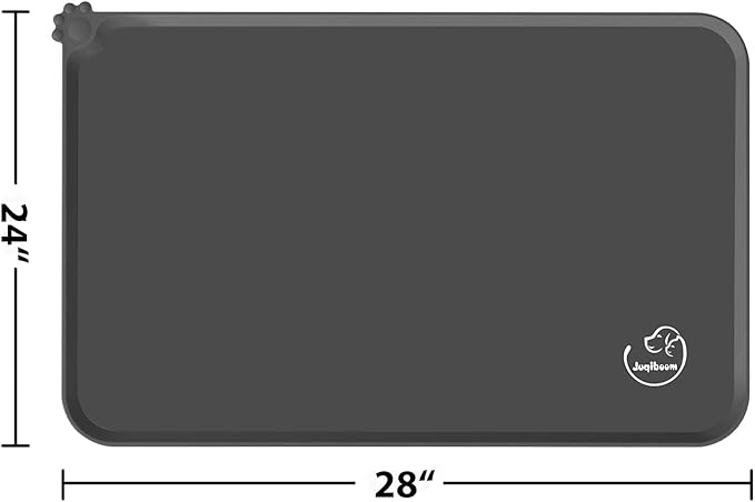Silicone Waterproof Dog Cat Pet Feeding Mats, Non Slip, Easy Clean Pet Dog Cat Bowl Mats Placemat (28" x 24") Grey