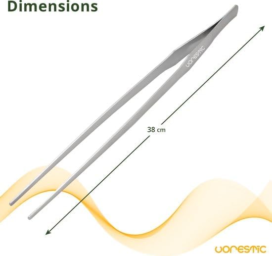 VORESTIC Straight Aquarium Tweezers 15 Inch, Stainless Steel Long Tweezers for Fish Tank Planting, Aquascaping, Aquarium Plant Care, Terrarium Tool and Long Fish Tank Planting Tongs