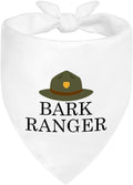 Bark Ranger White Dog Bandana, Funny Puppy Scarf Photo Prop for Explore Outdoor Adventure Hiking Camping Mountain, Unique Gifts for Dog Lover, for Ranger, Pet Scouts Bandana