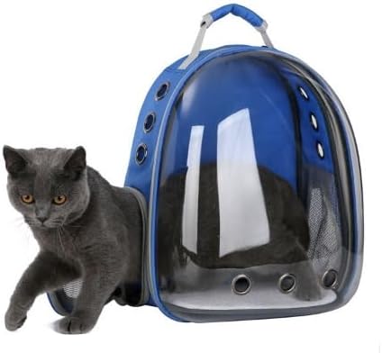 Backpack Pet Carriers- Pet Bubble Backpack,Pet Capsule Knapsack,Small Space Pet Travel Bag,Waterproof Breathable Pet Carrier Airline Approved,for Travel,Hiking,Walking & Outdoor Use (Blue)