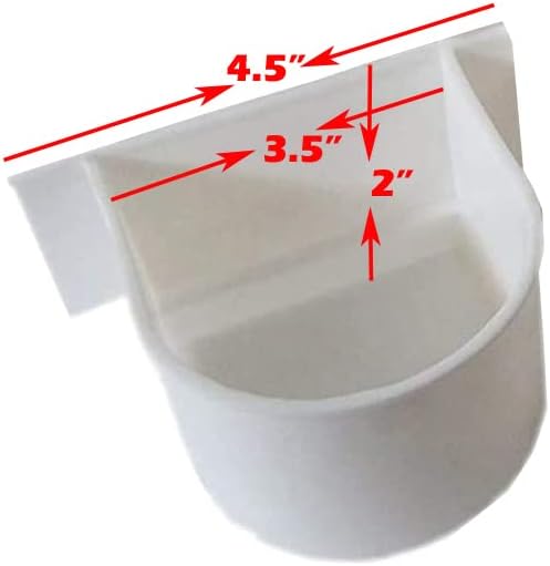 Lot of 4 Bird Cage Winged Universal Plastic Seed Water Food Feeder Cups (4-1/2 Inch Wide, White)