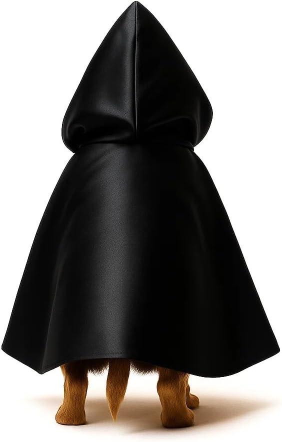 Black Cat Cloak with Hood for Indoor Cats, Funny Superhero Cosplay Halloween Costume for Pets, Cute Cape for Party Photos and Dress-Up – Big/Middle Size (Black)
