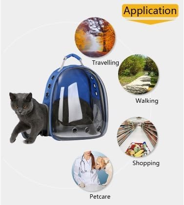 Backpack Pet Carriers- Pet Bubble Backpack,Pet Capsule Knapsack,Small Space Pet Travel Bag,Waterproof Breathable Pet Carrier Airline Approved,for Travel,Hiking,Walking & Outdoor Use (Blue)