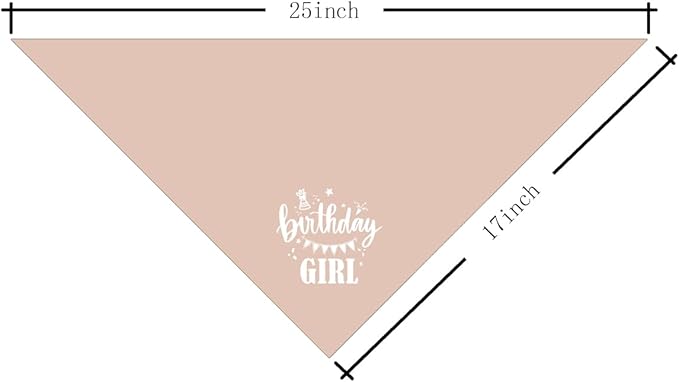 Birthday Girl Dog Bandana - Apricot Pink, Funny Cute Triangle Scarf, Pet Accessories for Small Medium Large Dogs, Gift for Dog Lover (D33)