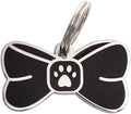 Two Tails Bowtie Pet ID Tag, Personalized Dog Name Tag with Custom Engraving, Stylish Collar Charm for Dogs & Puppies, Durable Brass with Silver Plating, Cute Pet Accessory for Collars & Harnesses
