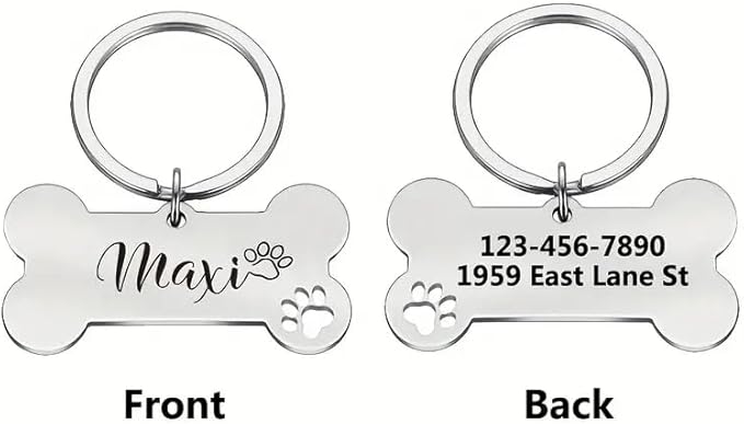 Engraved Tags Personalized for Pets, BUGMKCS Customized Pet Supplies with Name & Number, Hollow Cute Cat/Dog Id Tag Personalized, Gifts for Large/Small Dogs/Puppy, Stainless Steel Pet Accessories