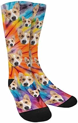 Custom Face Socks, Personalized Dog Lover Pet Photo Picture on Socks Unisex Athletic Crew Socks for Men Women